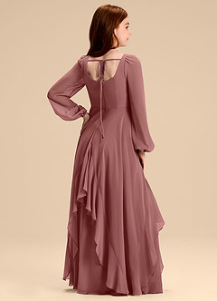Azazie Clara Junior Robe Trapèze en Mousseline de soie Blouson Rose Du Désert image8