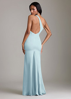 Azazie Voni Abiti da Damigella Abito Sirena in Raso Elasticizzato Monospalla Nuvola Blu image2