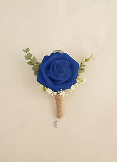 front Single Rose and Ecalyptus Boutonniere