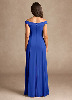 Azazie Ewa Mother of the Bride Dresses Royal Blue A-Line Off the Shoulder Mesh Dress image3