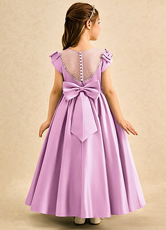 Azazie Toffee Abiti da Ragazza di Fiori Abito Stile Principessa in Raso Opaco Fiocco Rosa Confetto image1