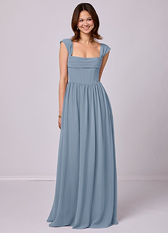 Barbie ♥ Azazie Bridesmaid Dresses Dusty Blue A-Line Corset Chiffon Dress image1