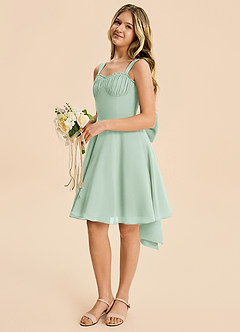 Azazie Arie Junior Agave A-Line Ruched Chiffon Dress image5