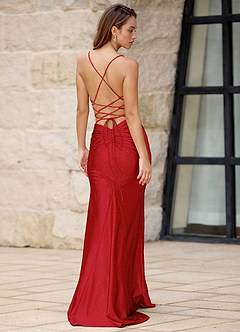Twinkle Red Mermaid Prom Dress image2
