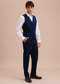 front Ethan Blue Refined Weave Suit Vest