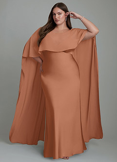 Azazie Stefania Robes de demoiselle d'honneur Robe Trapèze en Satin extensible Bronze image7
