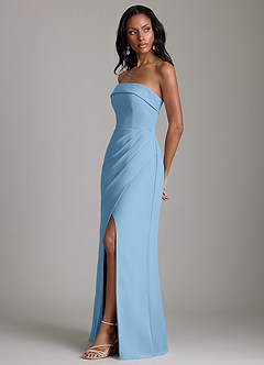 Azazie Aretha Bridesmaid Dresses Steel Blue A-Line Strapless Chiffon Dress image6