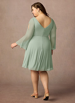 Azazie Teraso Klänningar till brudens mor Klä A-Line i Maska Plisserad Dusty Sage image10