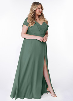 Azazie Rylee Brautjungfernkleider A-Linie Plissee Chiffon Kleid Seemoos image9