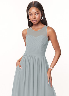 Azazie Nina Bridesmaid Dresses Dolphin Grey A-Line Pleated Chiffon Dress image5