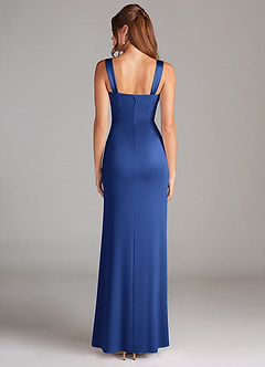 Azazie Denice Robes de demoiselle d'honneur Robe Fourreau en Satin extensible Plissée Bleu Roi image2