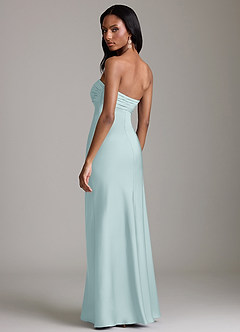 Azazie Saylor Vestidos de damas de honor Vestido de Neblina de Satén Elástico de Corte Sirena con Sin tirantes image5