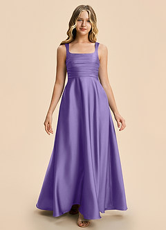 Azazie Azaria Junior Tahiti A-Line Pleated Stretch Satin Dress image5