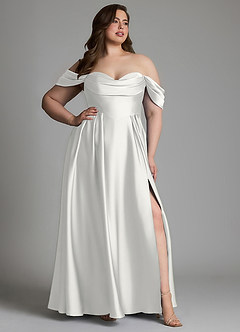 Azazie Loisa Brudtärnklänningar Klänning av A-linje i Stretch Satin Off the shoulder Vit image13