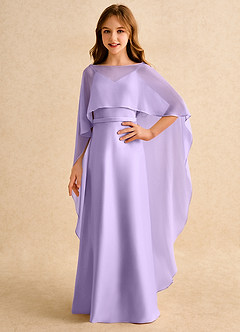 Azazie Fishie Girls Formal Flower Girl Dresses Lilac A-Line Matte Satin Dress image1