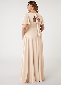 Azazie Kimber Bridesmaid Dresses White Alabaster A-Line Flounce Sleeve Chiffon Dress image2