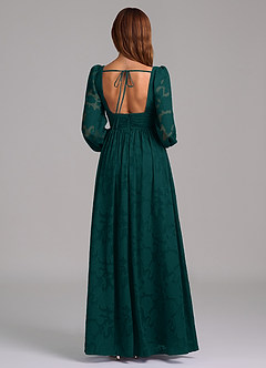 Azazie Norah Jurken voor bruidsmeisjes Jurk van Bloemen Burn-out met A-Lijn Lange mouw Pijnboom image6