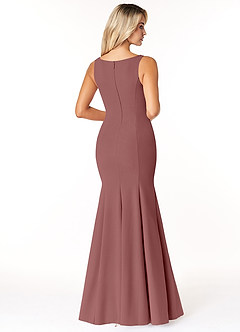 Azazie Rogue Bridesmaid Dresses Desert Rose Mermaid Scoop Side Slit Stretch Crepe Dress image2