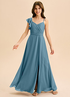 Azazie Kelsea Junior Abito A-Line in Chiffon Increspato Bermuda image6