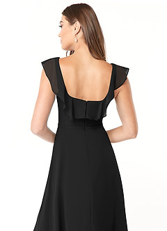 Azazie Jinny Bridesmaid Dresses Black A-Line Square Neckline Ruched Chiffon Dress image6