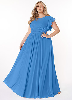 Azazie Daphne vestidos de dama de honor modestos Vestido de Corte En A Volantes Hasta el suelo Gasa image6