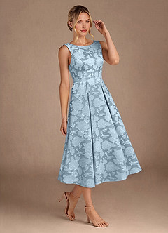 Azazie Fulton Mother of the Bride Dresses Sky Blue A-Line Pleated Floral Burnout Dress image2