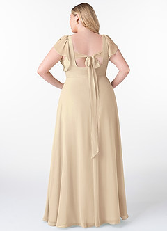 Azazie Syenna Bridesmaid Dresses Champagne A-Line Ruched Chiffon Dress image7