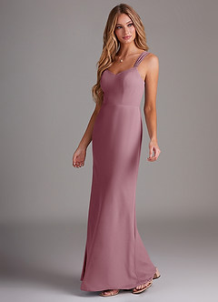 Azazie Denice Bridesmaid Dresses Vintage Mauve Sheath Pleated Chiffon Dress image3