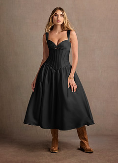 Arwen Black Dropped Waist Midi Dress image6