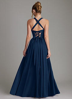 Azazie Francis 신부 들러리 드레스 A라인 코르셋 스트레치 새틴 바닥 길이 드레스 image2