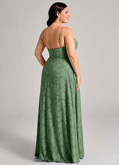 Azazie Moira Bridesmaid Dresses Eucalyptus A-Line Side Slit Floral Burnout Dress image8