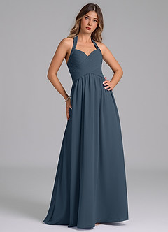 Azazie Darlyn Bridesmaid Dresses Neptune A-Line Pleated Chiffon Dress image3