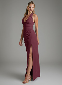 Azazie Tina Brautjungfernkleider Meerjungfrau-Linie Korsett Chiffon Kleid Cabernetrot image5