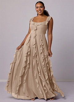 Barbie ♥ Azazie Bridesmaid Dresses Taupe A-Line with Pockets Chiffon Dress image10