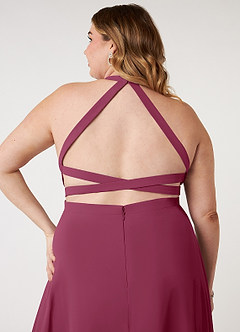 Azazie Clarice Bridesmaid Dresses Mulberry A-Line Halter Chiffon Dress image9