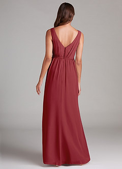 Azazie Tanicia Bridesmaid Dresses Pomegranate A-Line Pleated Chiffon Dress image7