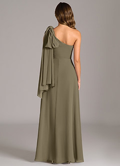 Azazie Tella Bridesmaid Dresses Willow Green A-Line One Shoulder Chiffon Dress image7