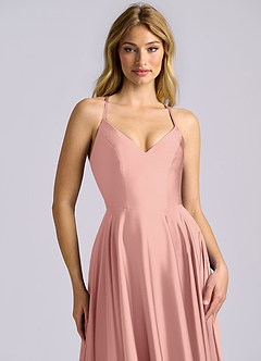 Azazie Truce Bridesmaid Dresses Rosette A-Line Stretch Satin Dress image7