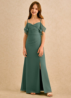 Azazie Pippy Girls Formal Flower Girl Dresses Sea Moss A-Line Sweetheart Neckline Chiffon Dress image3