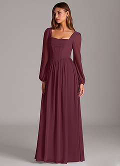 Azazie Maree Bridesmaid Dresses Cabernet A-Line Corset Chiffon Dress image1