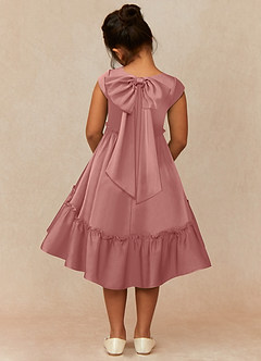 Azazie Lee Flower Girl Dresses Rosette A-Line Bow Stretch Satin Dress image5