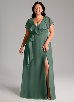 Azazie Lainey Brautjungfernkleider A-Linie mit Taschen Chiffon Kleid Seemoos image9