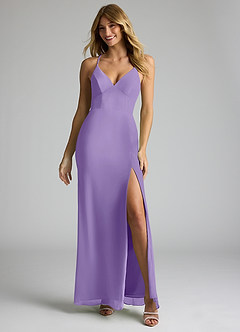 Azazie Becca Bridesmaid Dresses Tahiti Sheath V-Neck Chiffon Dress image3