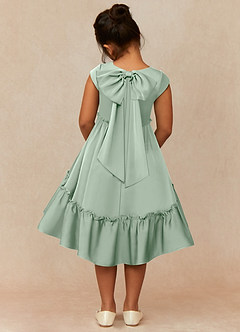 Azazie Lee Final Sale Agave A-Line Bow Stretch Satin Dress image5