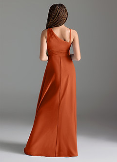 Azazie Dallas Junior Burnt Orange A-Line Pleated Chiffon Dress image2