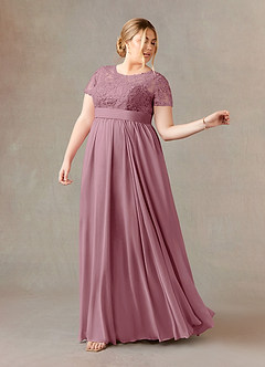 Azazie Annette Mother of the Bride Dresses Vintage Mauve A-Line Lace Chiffon Dress image9