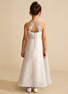 Azazie Ladybug Vendita Finale Abito A-Line in Organza Pizzo Alabastro Bianco image5