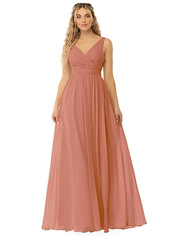 Azazie Kora Bridesmaid Dresses MAI TAI A-Line Pleated Chiffon Dress image1