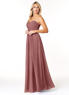 Azazie Yazmin Probar vestidos en casa Vestido de Rosa Del Desierto de Gasa de Corte en A Convertible con Escote de Corazón image3