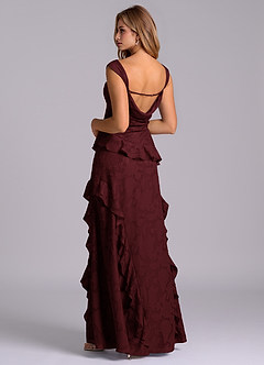 Azazie Sloane Vestidos de damas de honor Vestido Cabernet de Devorado Floral de Línea A con Escote corazón image2